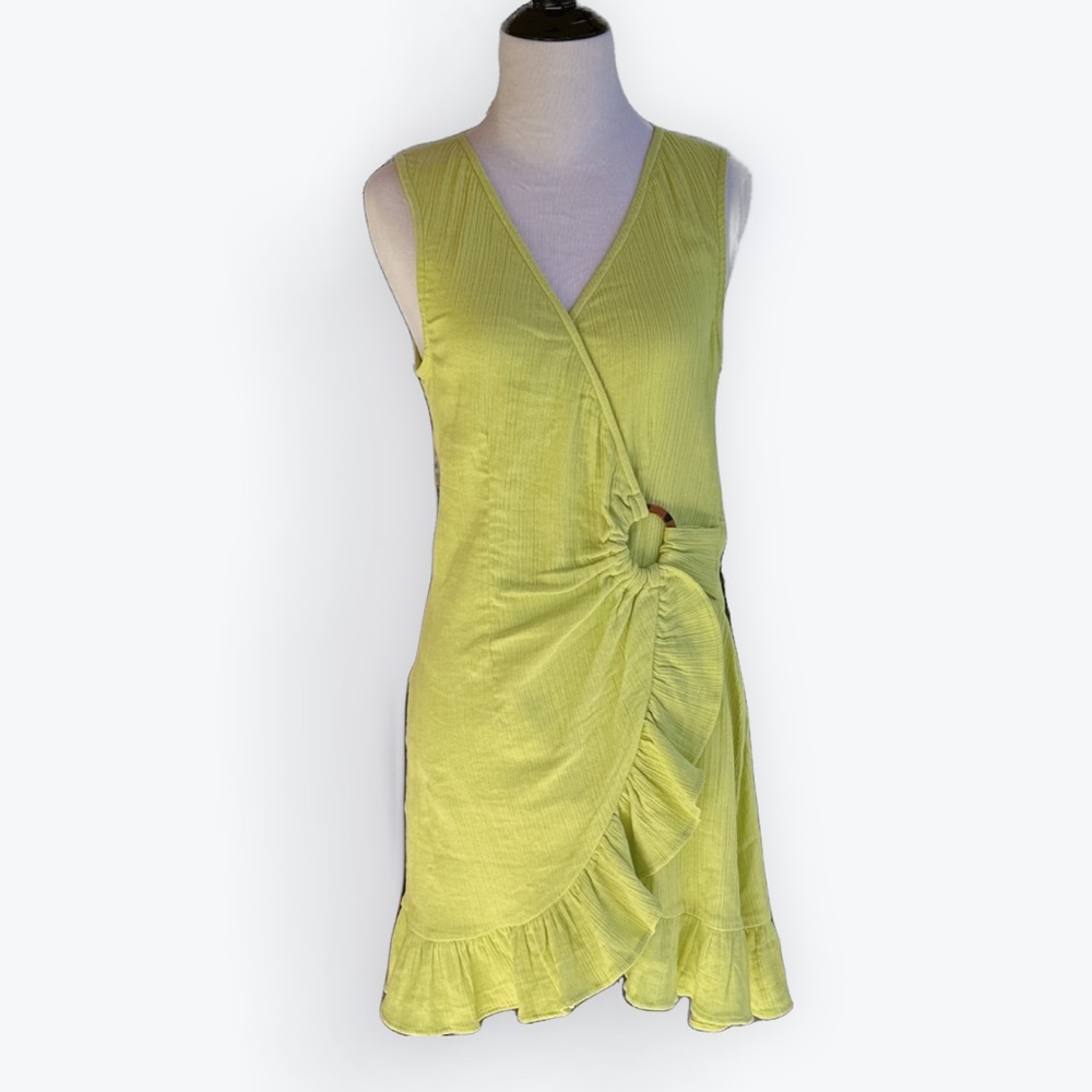Beachy Romantic Ruffled Ethereal Flirty Lime Crinkle Wrap Mini Sundress ASOS ~ 6